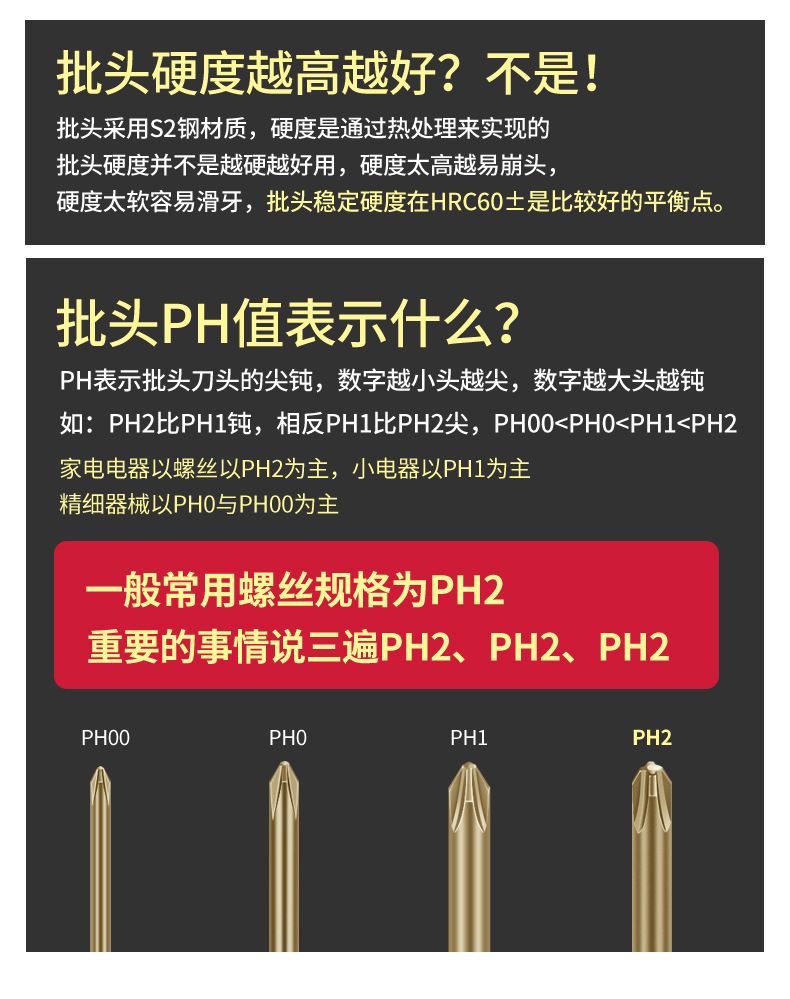 高品质加硬十字批头邦远电动螺丝刀头带磁起子头套装800金批咀
