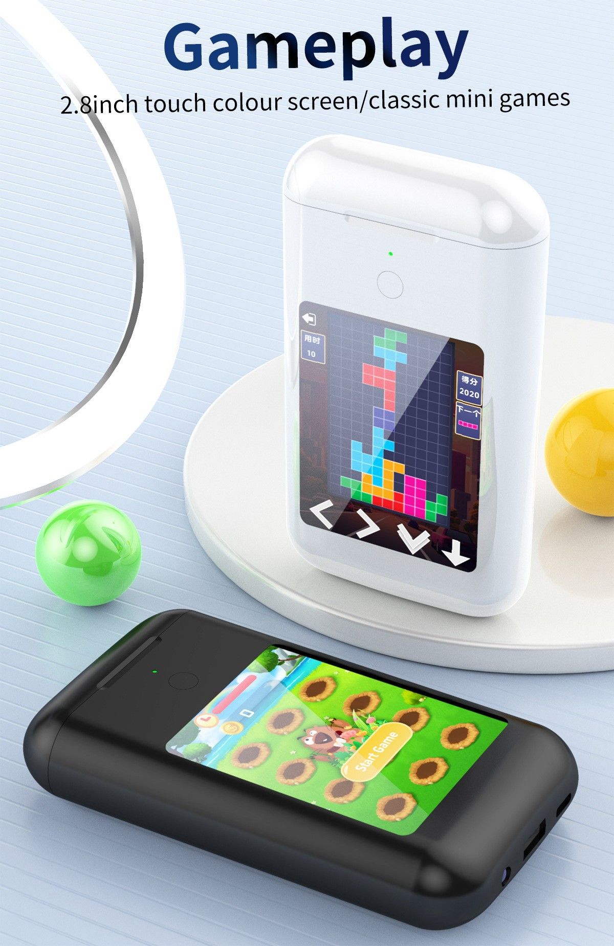 A98 BOX Bluetooth Earbuds Power Bank with 2.8 Inch Display 3-in-1