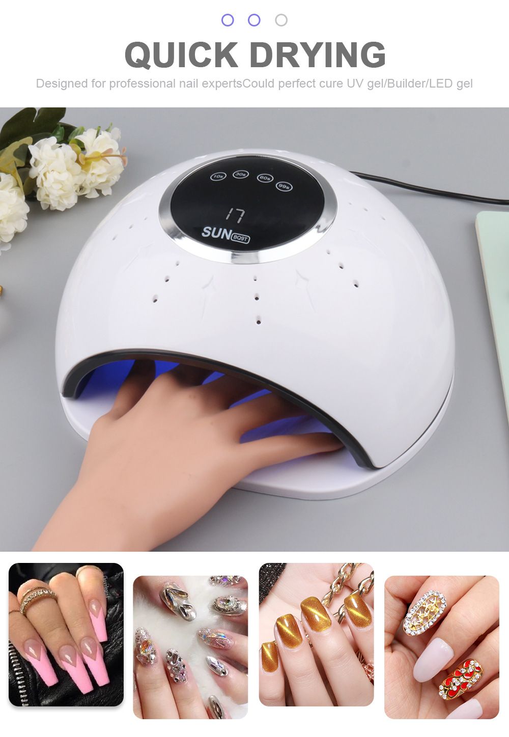 SUN BQ9T tırnak UV lambası, hızlı kuruyan jel