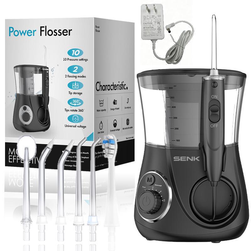 Electric water flosser, large capacity, 6 nozzles