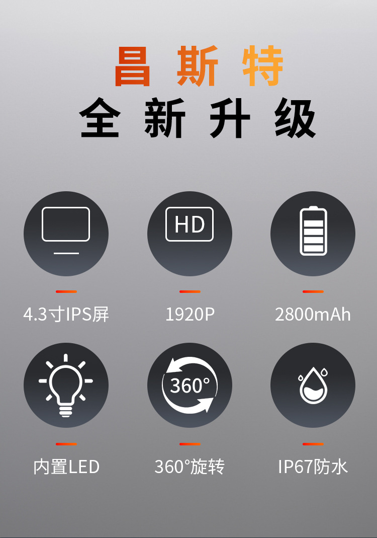Endoskop, 4,3 Zoll Display, 3,9 mm HD-Kamera