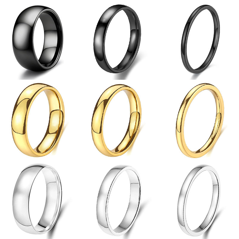Titanium steel women's ring, stainless steel, 2-6mm widths