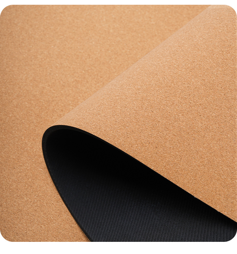 Natural cork rubber yoga mat, 4.5mm, non-slip, extra wide