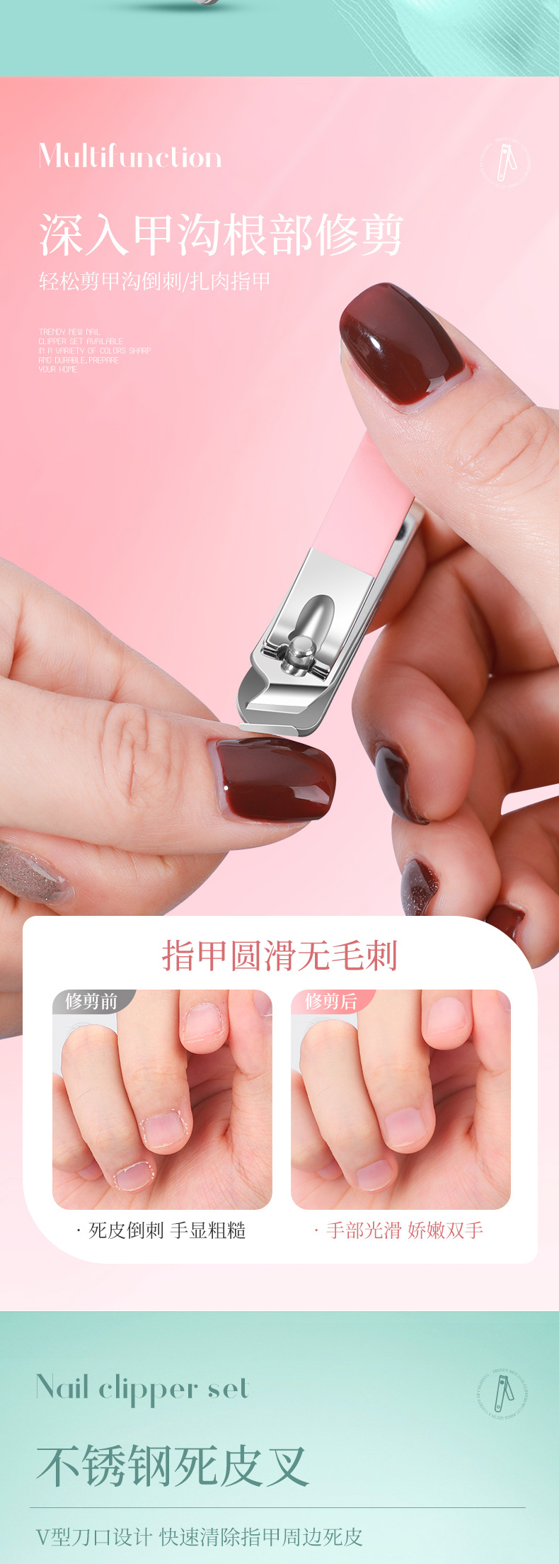 Nagelschere Set Edelstahl, tragbar mit Behälter