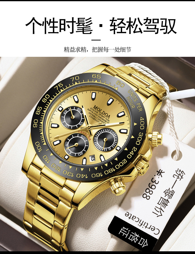 Herrenarmbanduhr mit Kalender, transparentes Design, wasserdicht