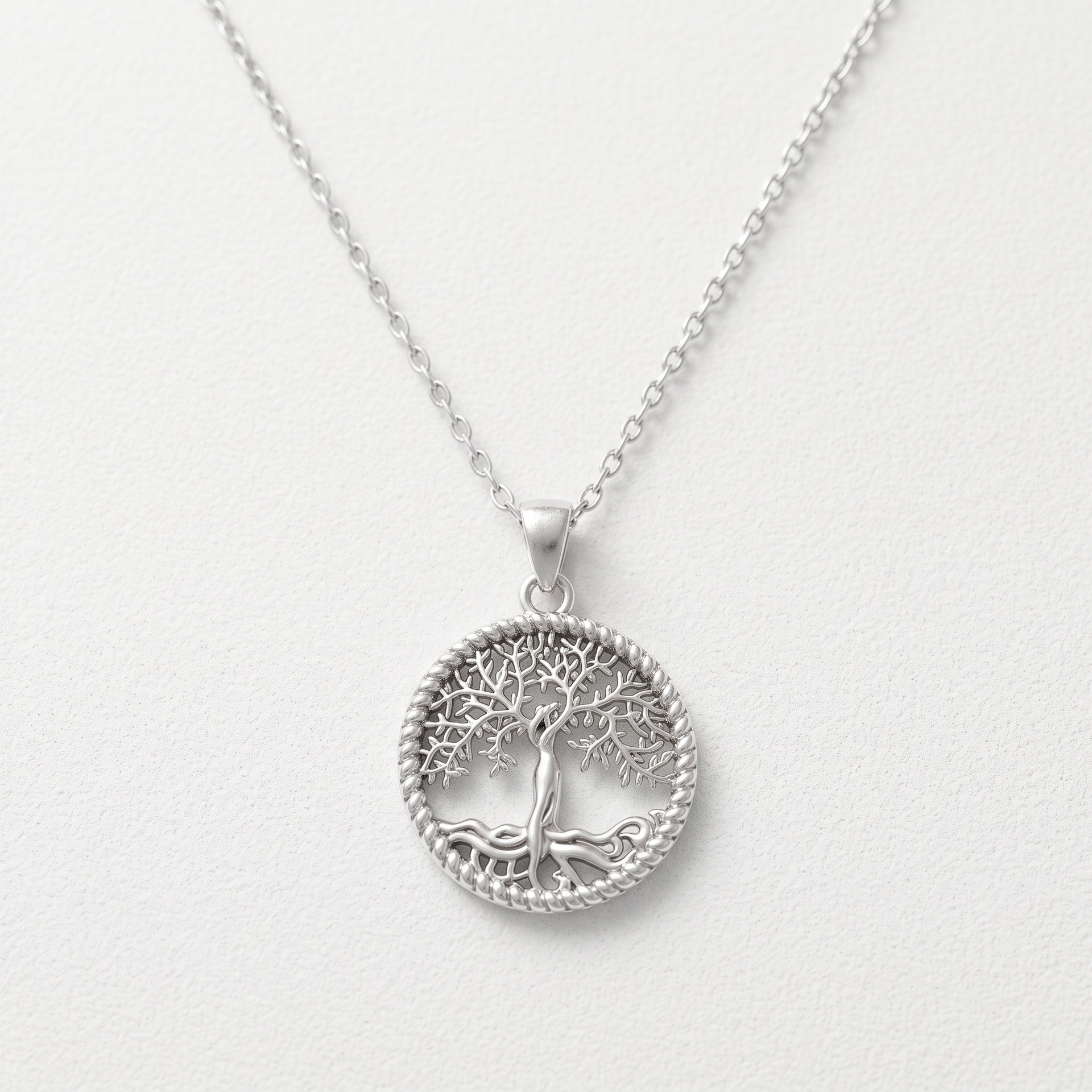 Lebensbaum Damen-Halskette, Silber, durchbrochenes Design, Trendkette