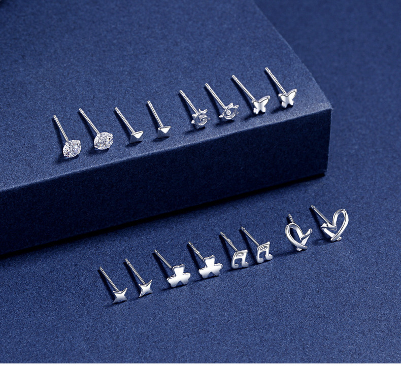 S999 Sterlingsilber Ohrstecker, elegant klein