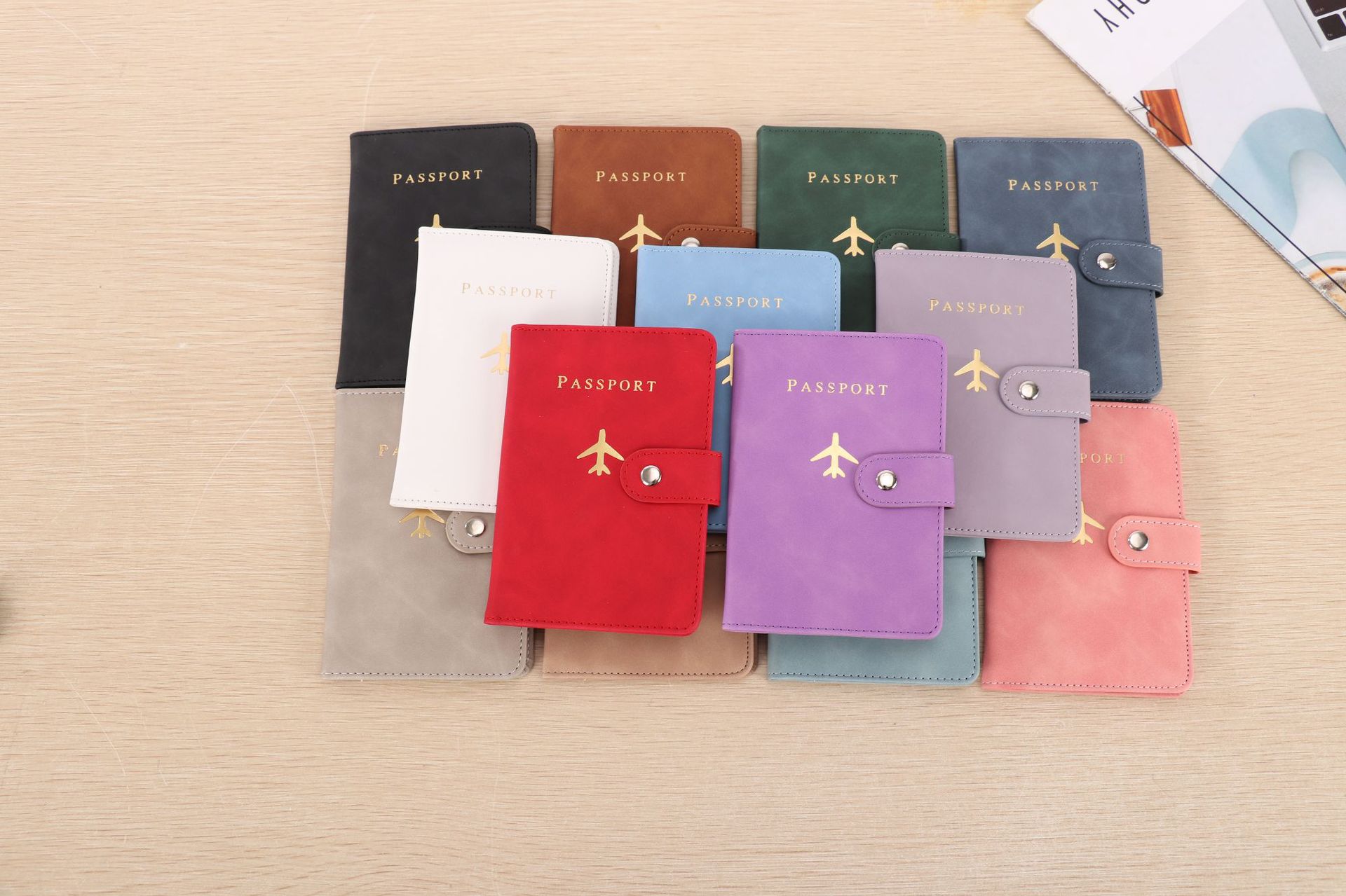 PU leather passport wallet, document storage, multi-card