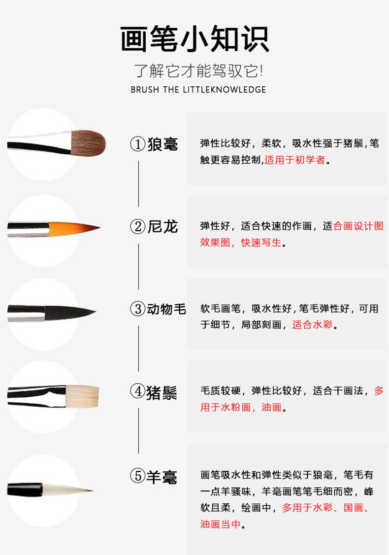Detailstift-Set 5-teilig, für Acryl und Aquarell