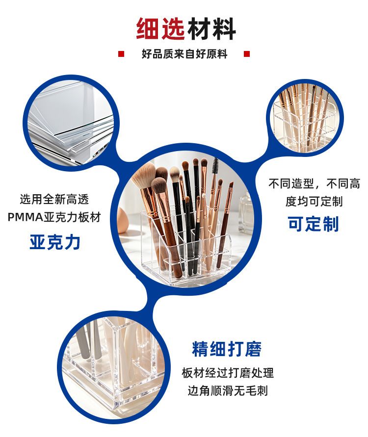 Clear acrylic storage box for cosmetics and accessories