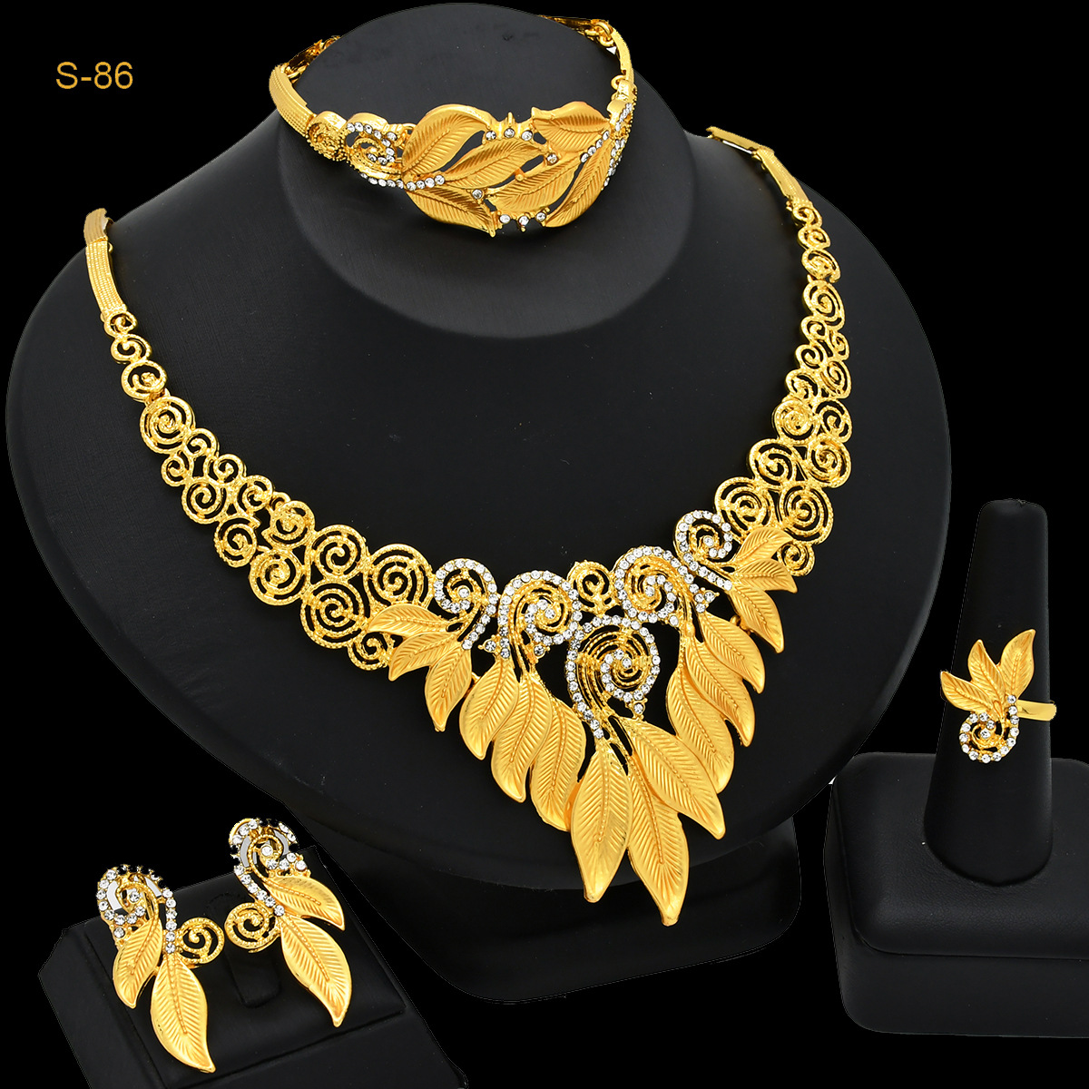 Dubai Brautschmuckset, 24K vergoldet, vierteilig