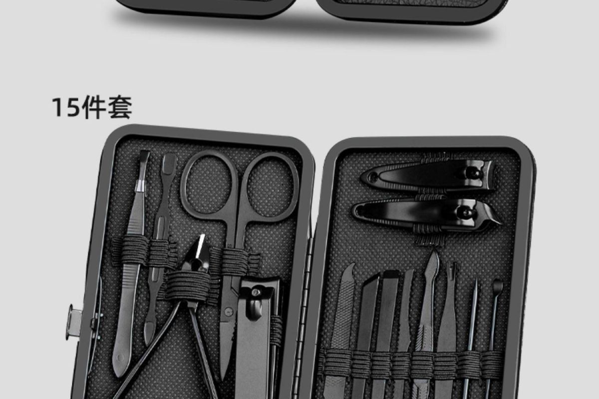 24-teiliges schwarzes Nagelscherensatz Pediküre-Werkzeug