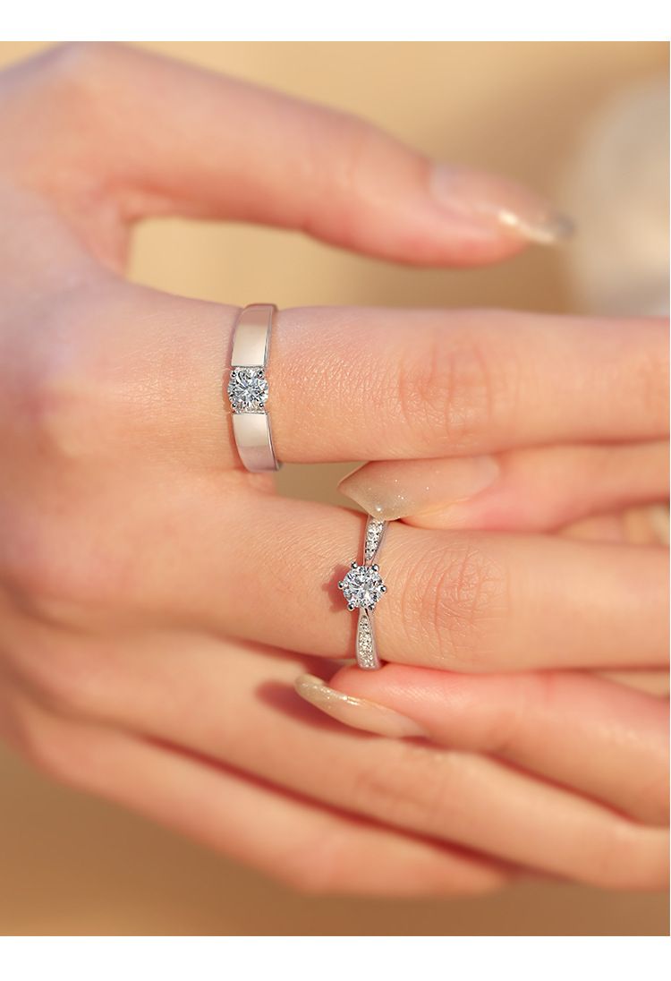 Hochkarbon-Diamantring, Paarring, versilbert
