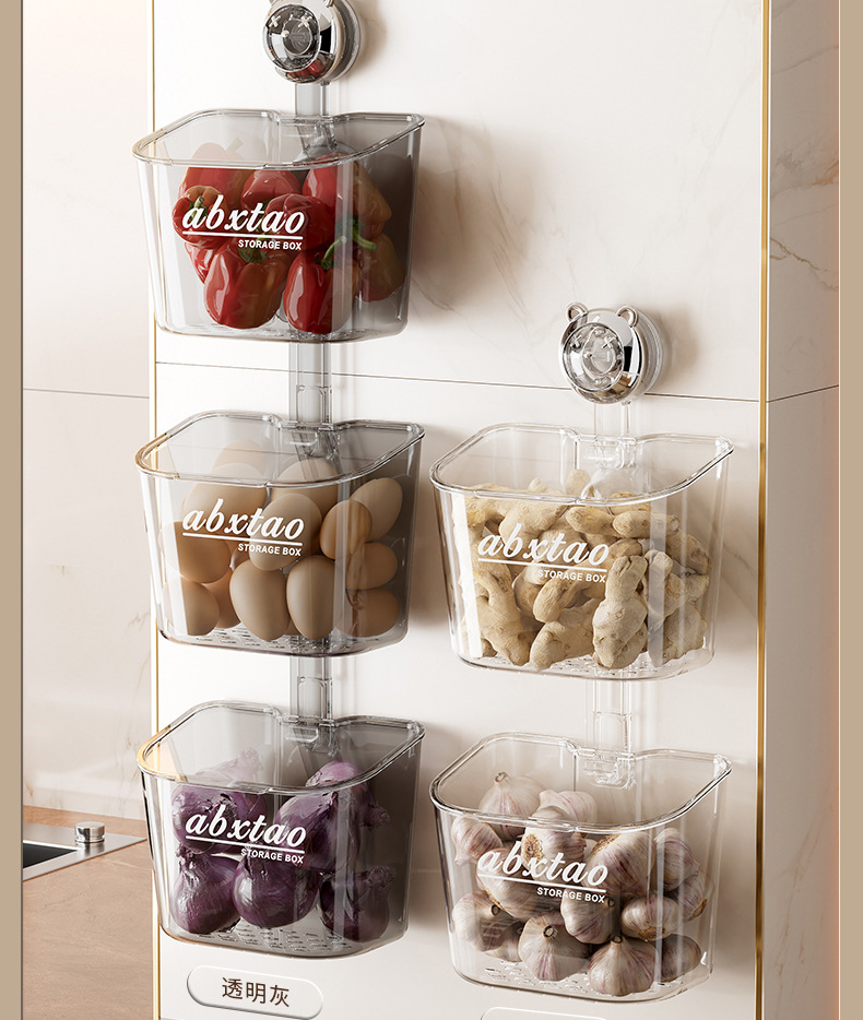 Kitchen spice storage box, wall-mounted suction cup