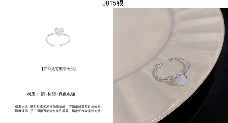 Silver zircon open adjustable ring, elegant