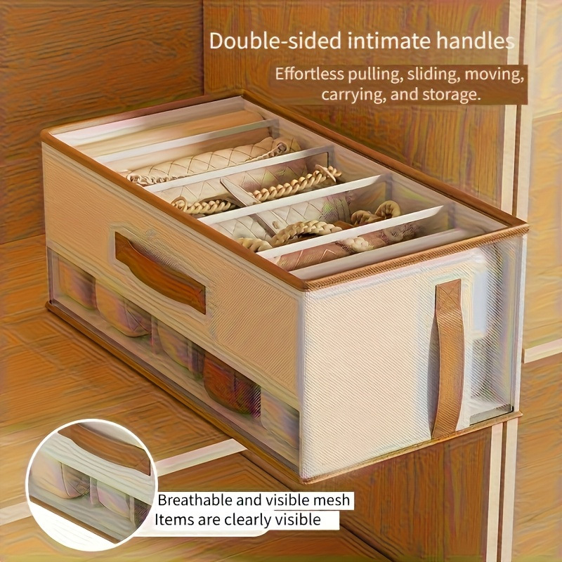 Handbag storage box, open top, compartmented, dust-proof