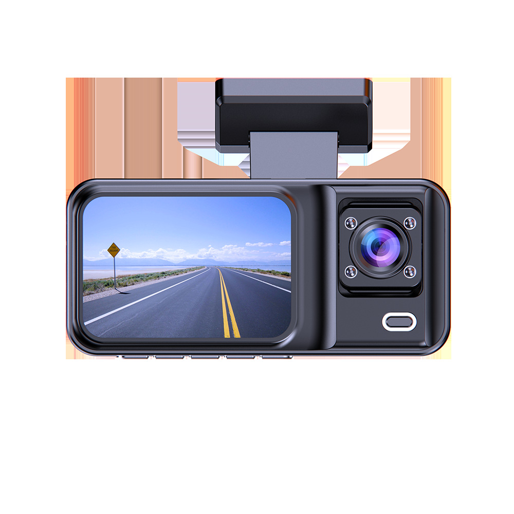 Önde, arkada ve içte Full HD 1080P kızılötesi video içeren üç lensli sürüş kaydedici, A98 araç DVR video kaydı wifi
