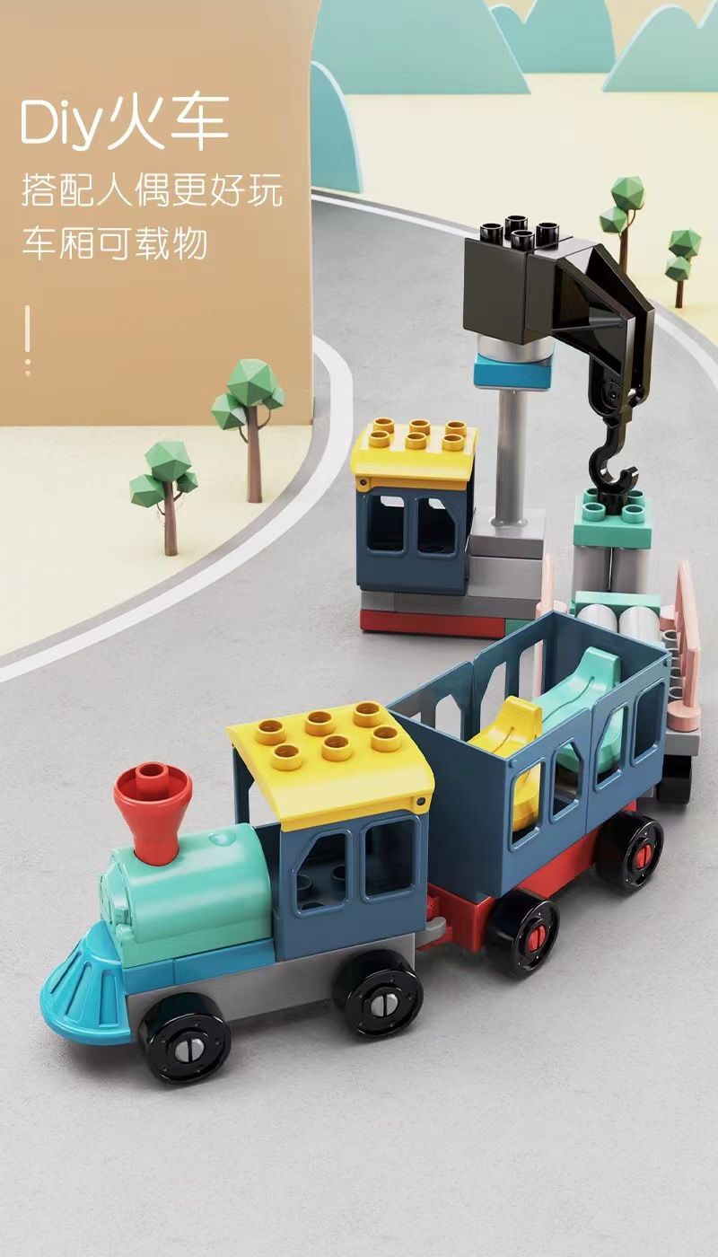Wangao büyük parçacık yapı taşları bulmaca montajı yaratıcı DIY yapı çok yönlü tren robot yapı taşları çocuk oyuncakları