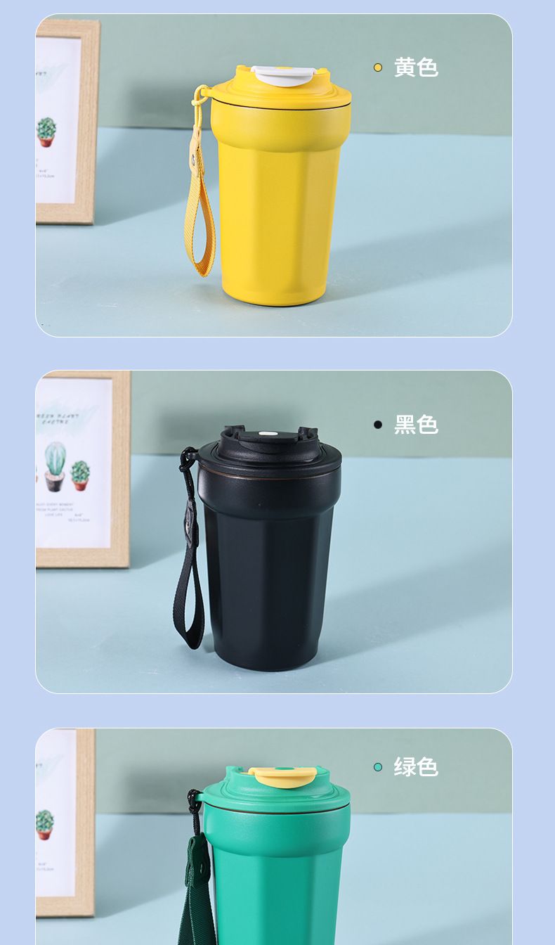 Achteckige Kaffeetasse 316er Edelstahl mit Trageöse Thermosbecher