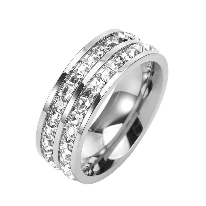 Titanium steel star ring zircon couple matching rings