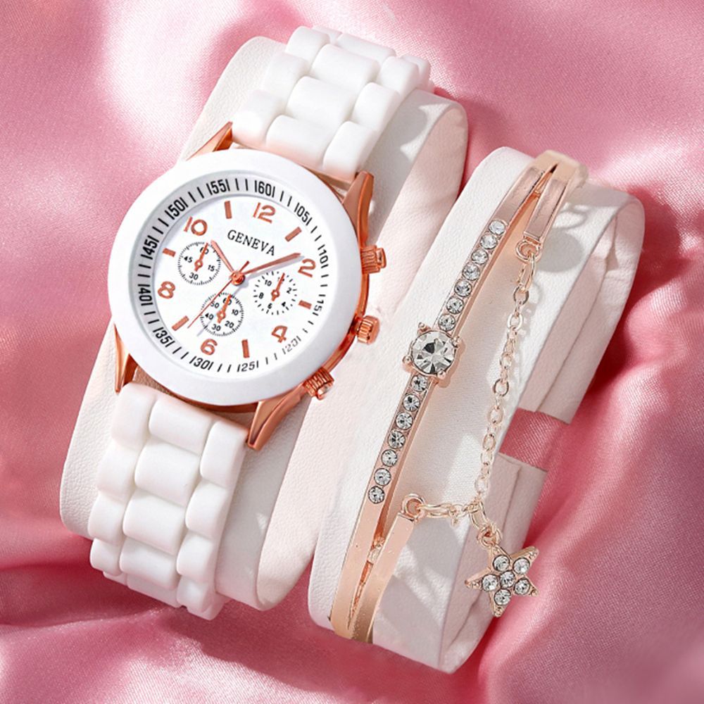 Damen-Quarzuhr mit Silikonarmband, koreanischer Stil, schlichtes Design