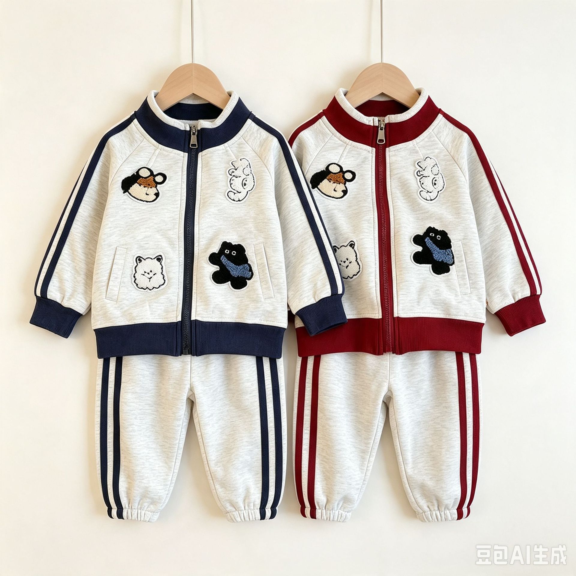 Children's sportswear set, raglan sleeves, towel embroidery, two-piece
