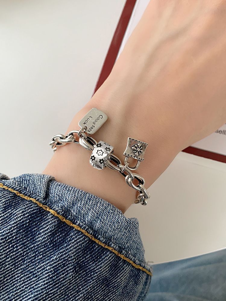 925 gümüş yıldız bilekliği, vintage stil