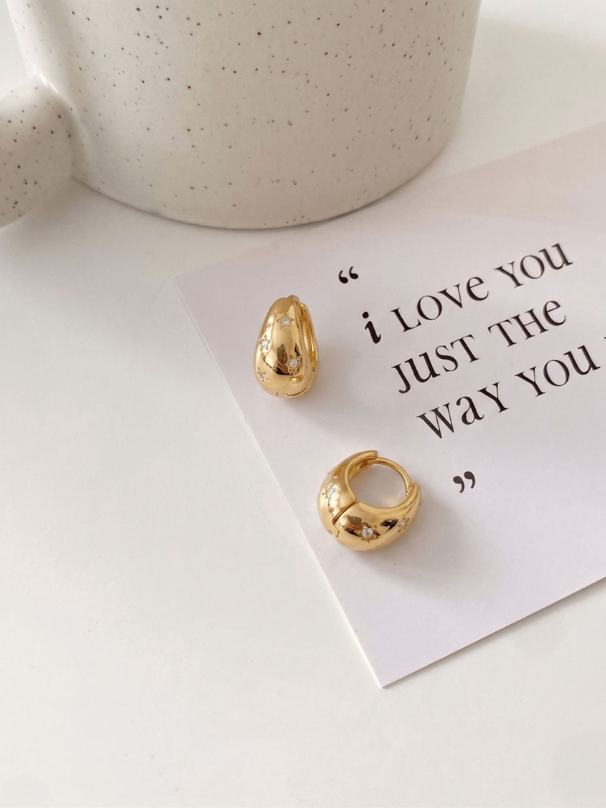 Round eight-point star zircon stud earrings, retro Japanese-Korean style