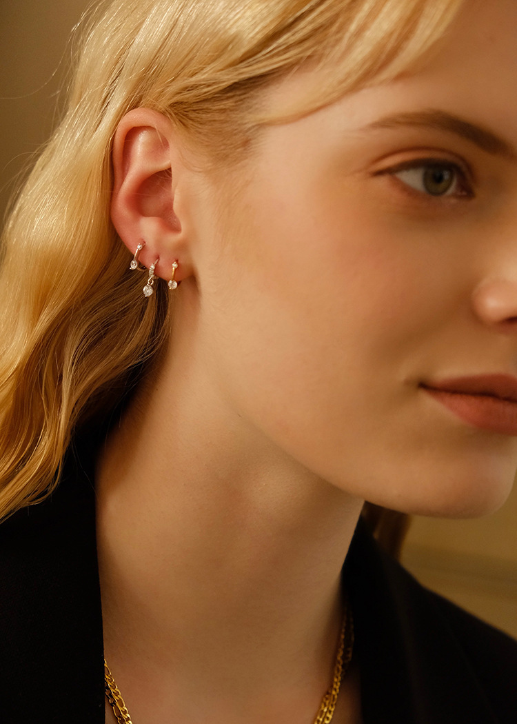 925 silver zirconia earrings, no need to remove while sleeping