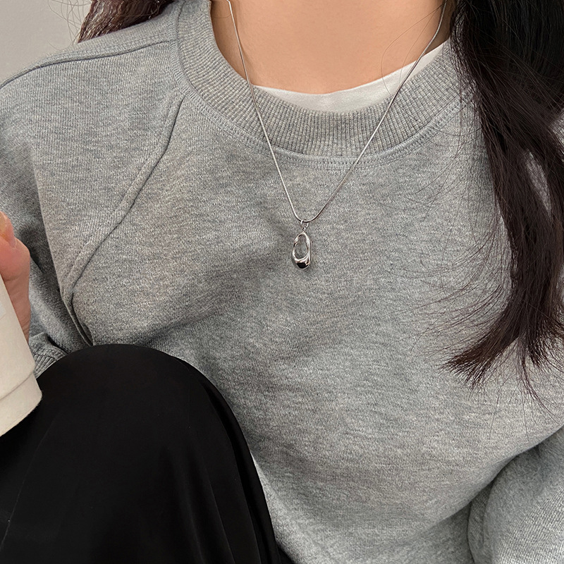 Stainless steel geometric necklace, minimalist design, pendant
