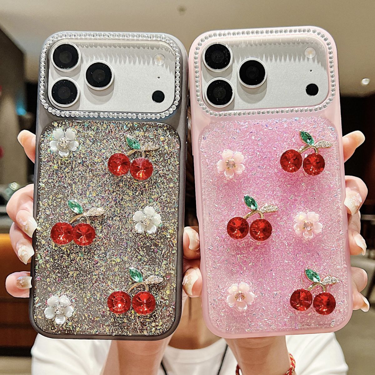 iPhone 18/17 Pro Max case with 3D pearl butterfly design