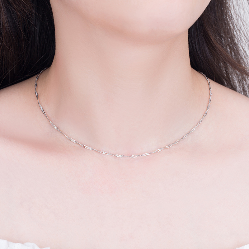 Silver plated neck chain, thin collarbone necklace