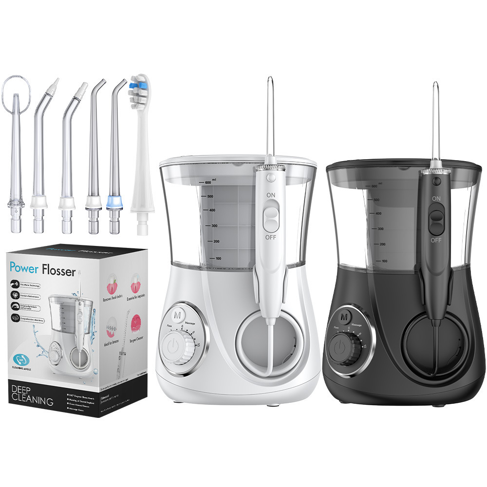 Electric water flosser, large capacity, 6 nozzles