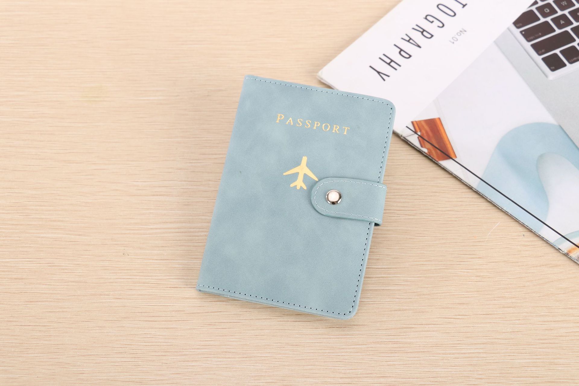 PU leather passport wallet, document storage, multi-card