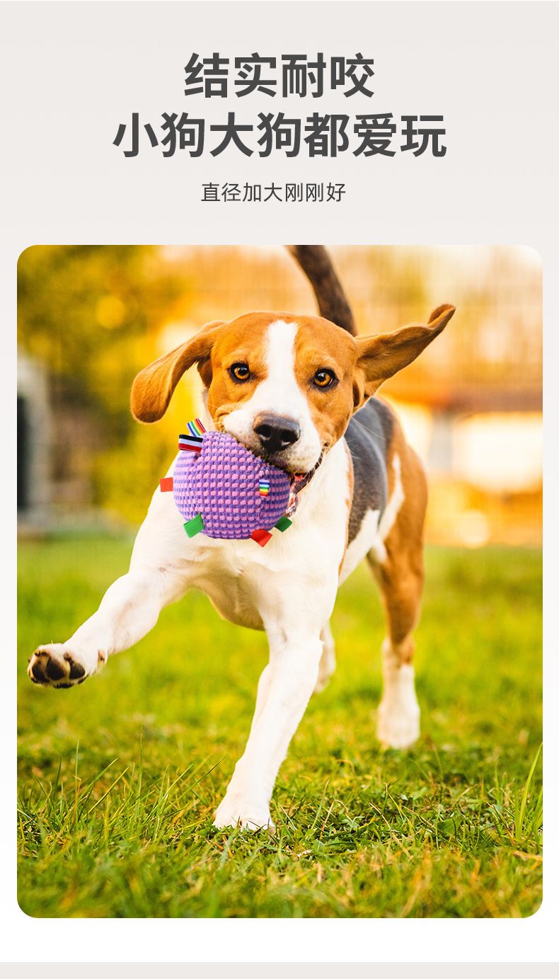 Dog toy with bell ball, sound-making, durable, plush