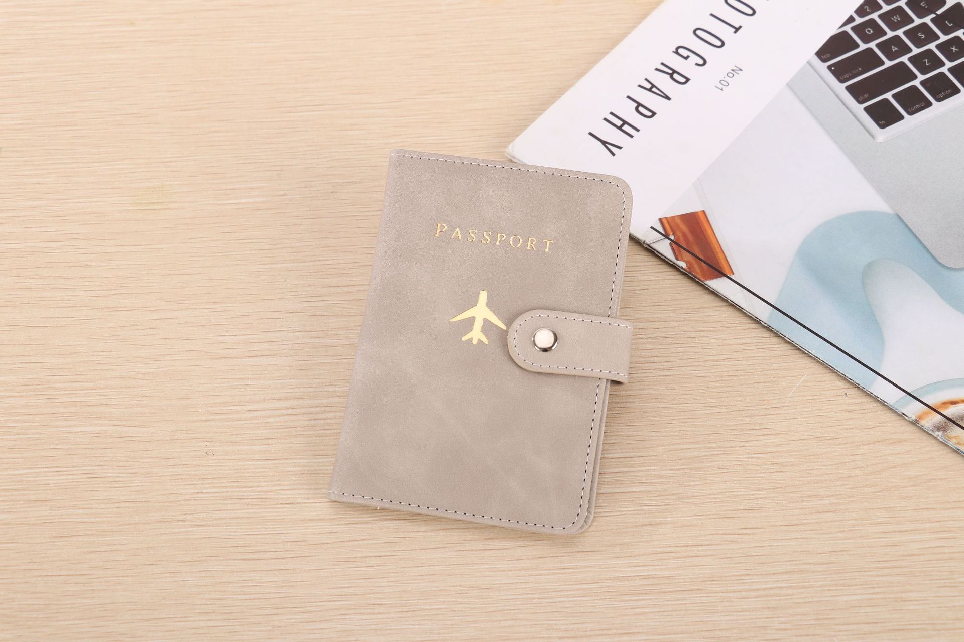 PU leather passport wallet, document storage, multi-card