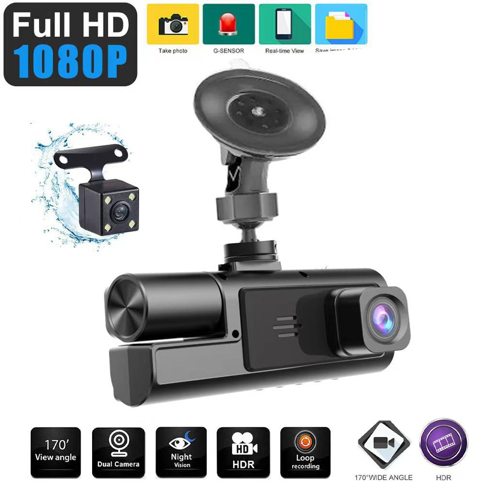 Dashcam, 3-lens, Full HD backup camera, smartphone connected