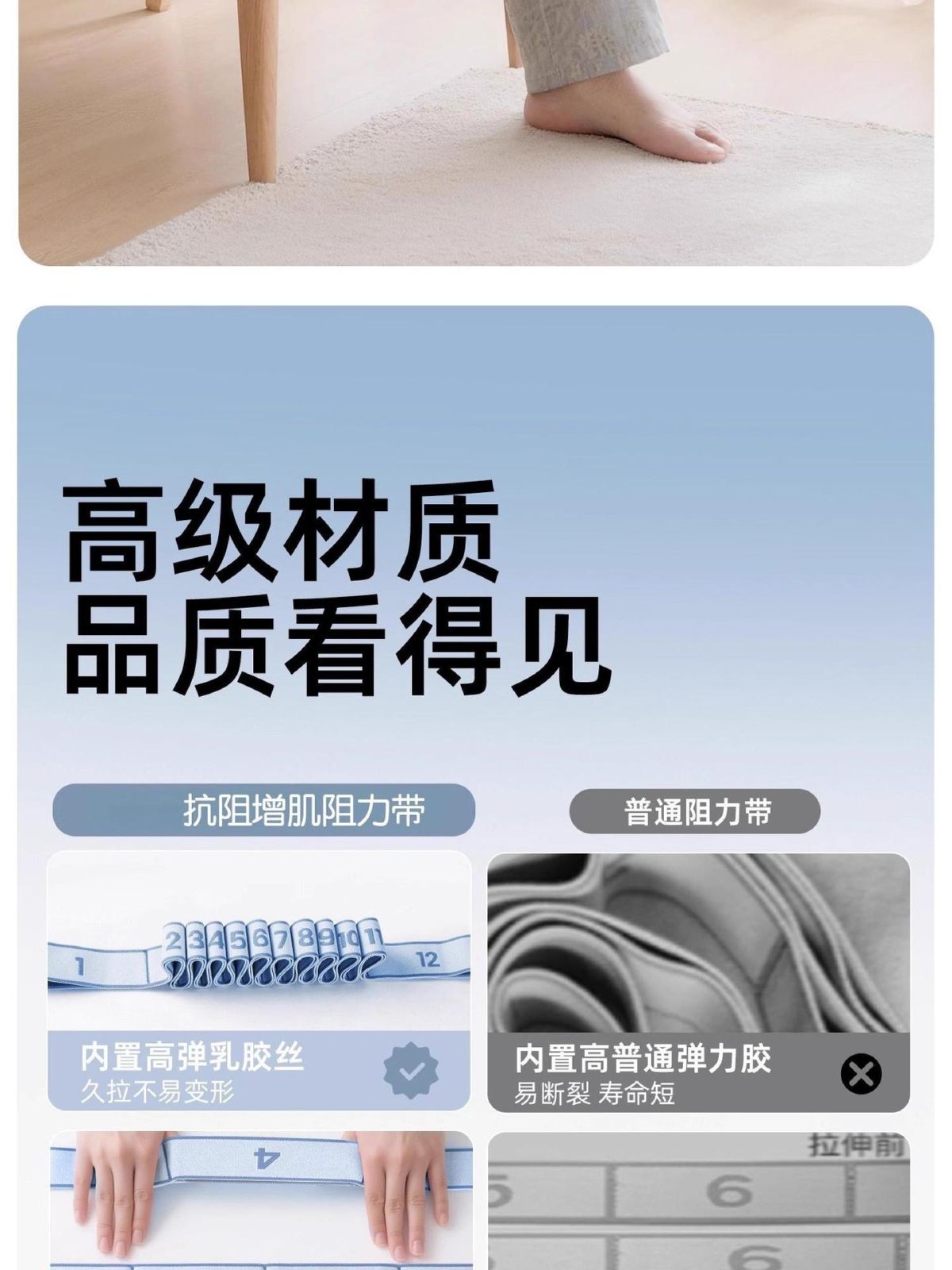 拉绳抗阻增肌数字阻力带中老年专用锻炼臀大肌腿部肌肉训练弹力带
