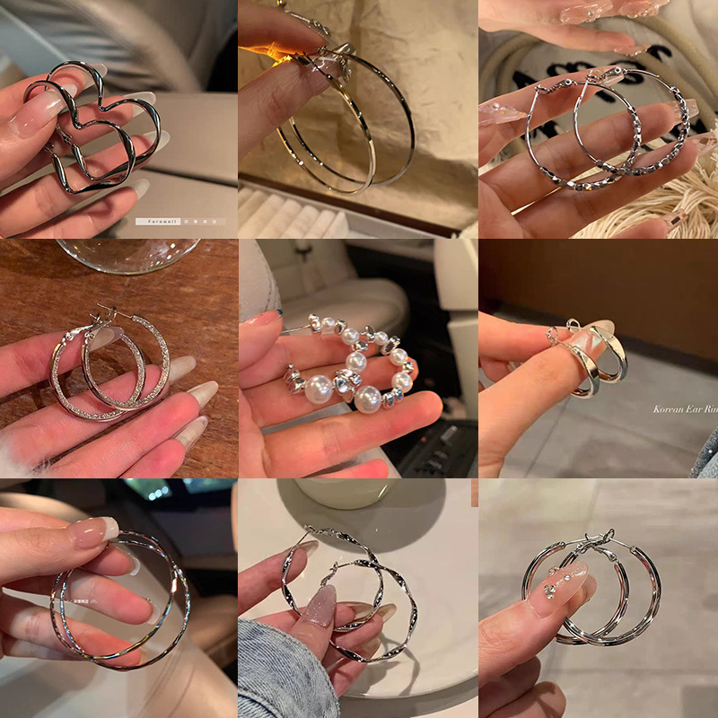 S925 silver hoop earrings, minimalist, fashion, versatile