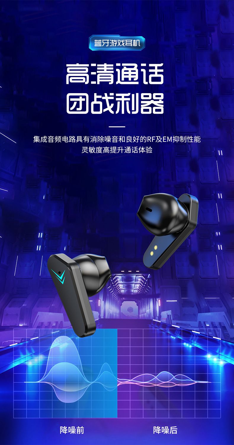 X15 kabellose Bluetooth-Kopfhörer, 5.0, digitales Display, Touch, TWS, Gaming
