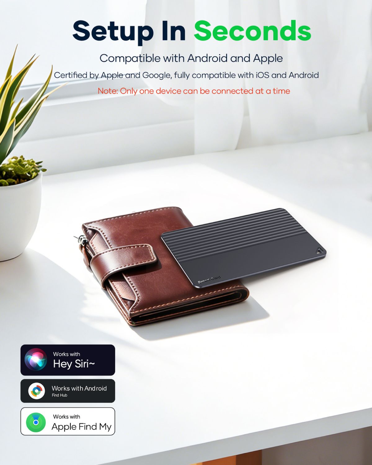 Smart tracker card, Android/iOS compatible, ultra-thin, 5-year standby