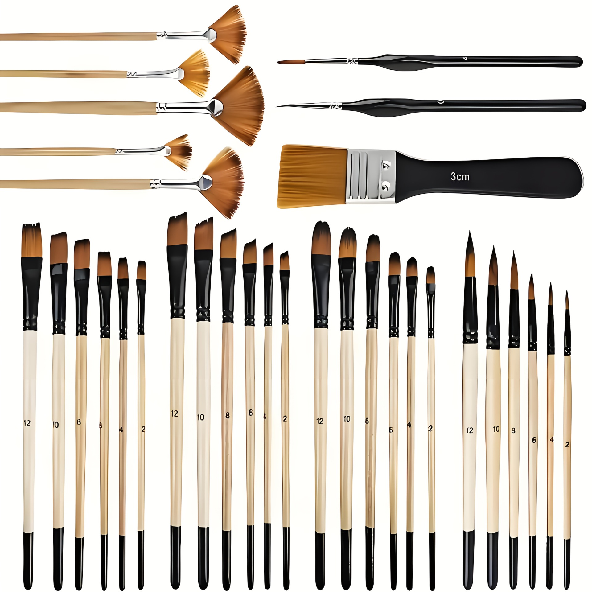 Oil Painting Brush Set 32-Piece Nylon Wooden Handle