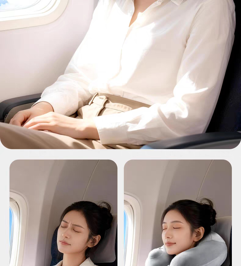 Inflatable U-shaped neck pillow, portable travel