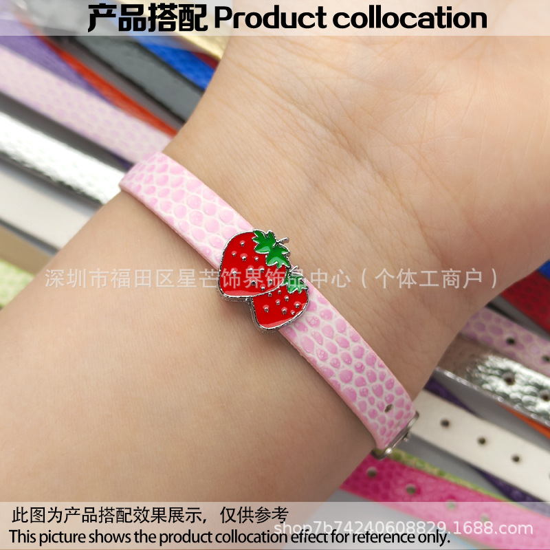 DIY 8mm PU leather wristband, slide charm compatible