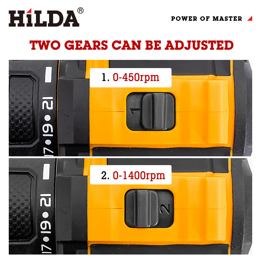 Hilda 21V brushless lithium drill, high torque, bit set