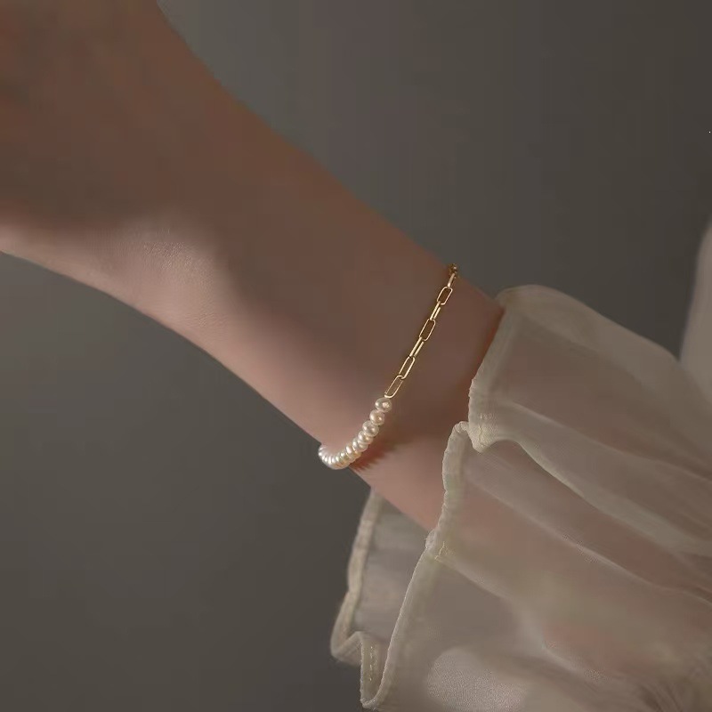 S925 Silber-Perlenarmband, minimalistisches Design