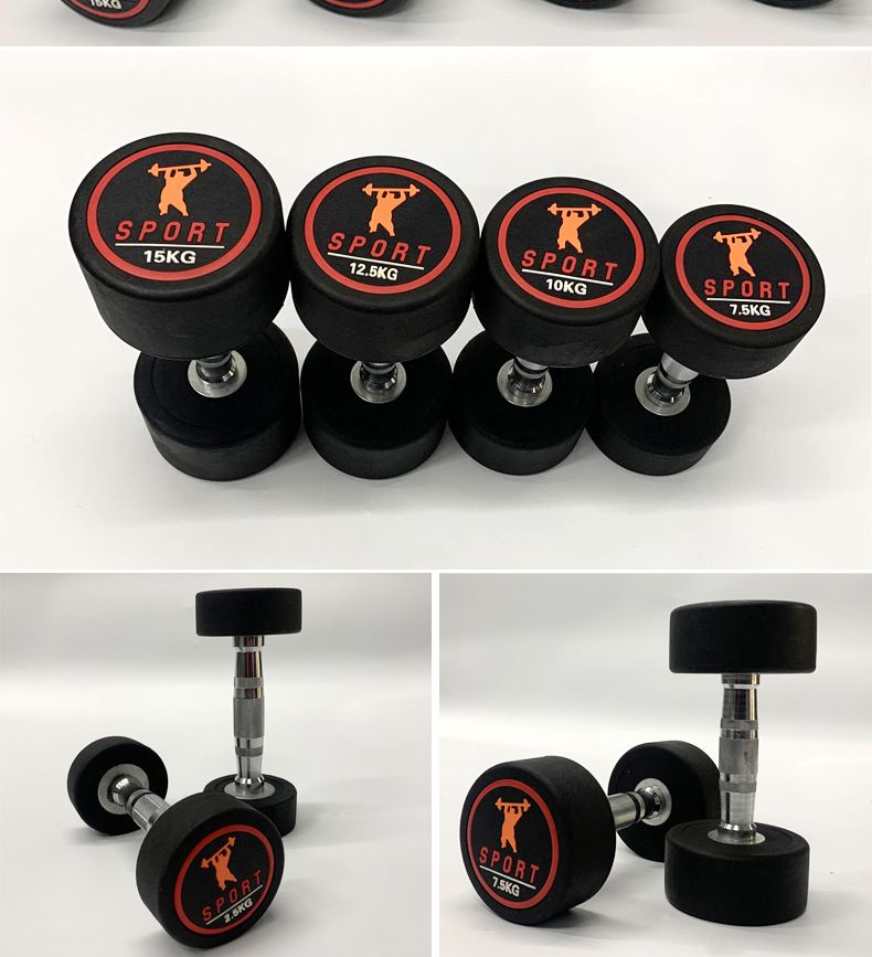 Round head dumbbell set, rubber coated, pure iron, men and women