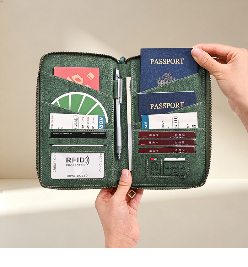 RFID Reisepass-Etui, Reißverschluss, Reisedokumente