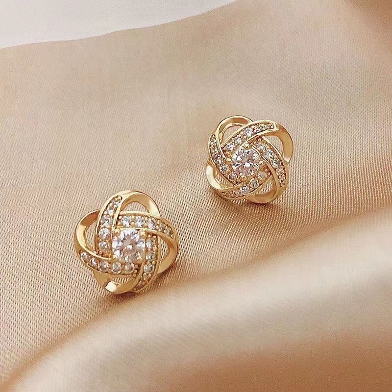 Zirkonia-Glücksklee-Ohrstecker, elegantes Design