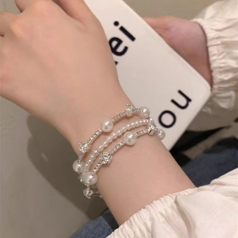 Perlenarmband mit Zirkonia, Prinzessinnen-Stil